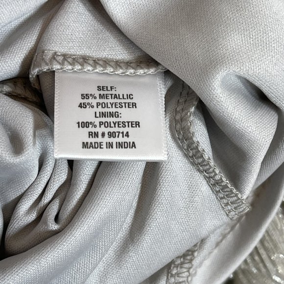 NWT MSK Petites Metallic Silver Gold Knee Cocktail Party Tiered Dress Sz… - Picture 10 of 15